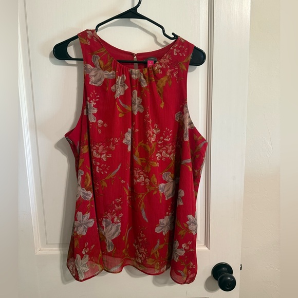Vince Camuto Tops - Vince Camuto Red Floral Sleeveless Blouse
